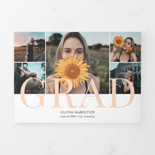 Grad Elegant Photo Collage Tri-Fold Announcement