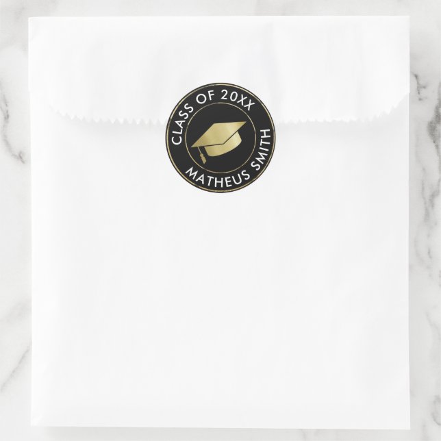 Grad Favour Black Classic Round Sticker (Bag)