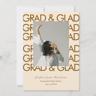 Grad & Glad 2026 Photo Minimal Graduation  Invitation