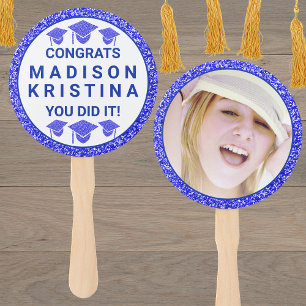 Grad Glam Navy Cap Simple Elegant Picture Hand Fan