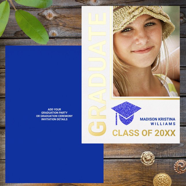 Grad Glam Navy Cap Stylish Graduate Photo (Creator Uploaded)