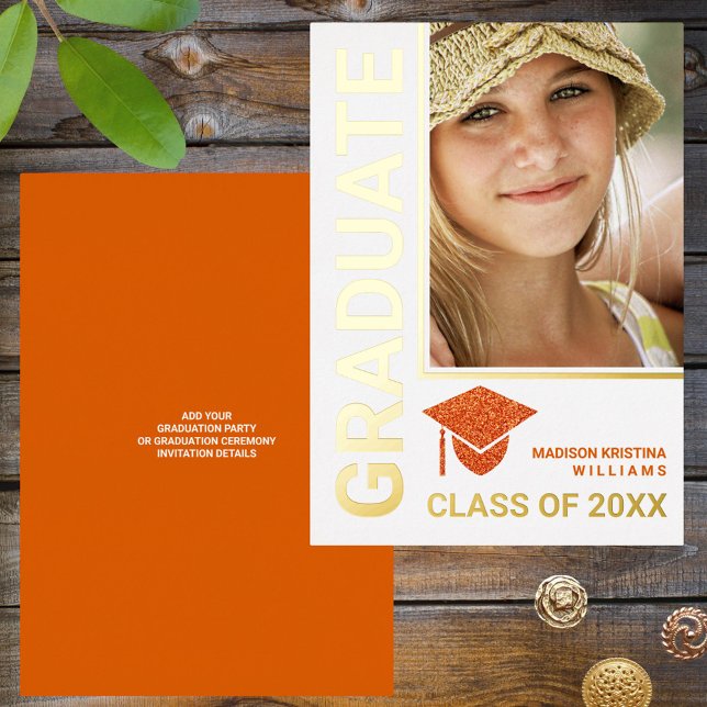 Grad Glam Orange Cap Stylish Graduate Photo (Creator Uploaded)