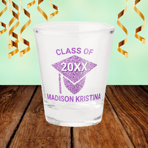 Grad Glam Purple Cap Personalised Chic Elegant Shot Glass