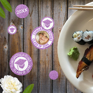 Grad Glam Purple Cap Photo Graduation Party Confetti