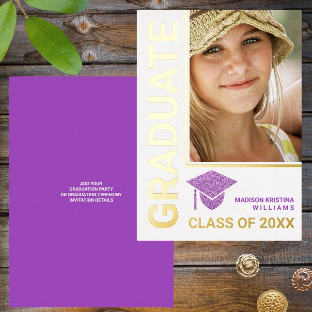 Grad Glam Purple Cap Stylish Graduate Photo (Creator Uploaded)
