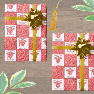 Grad Glam Red Cap Celebration Graduation Wrapping Paper