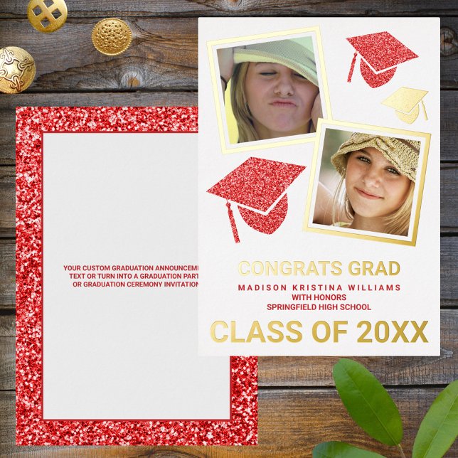 Grad Glam Red Cap Photo Collage Graduate (Creator Uploaded)