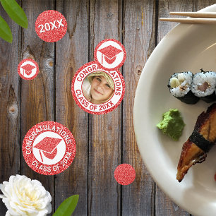 Grad Glam Red Cap Photo Graduation Party Confetti