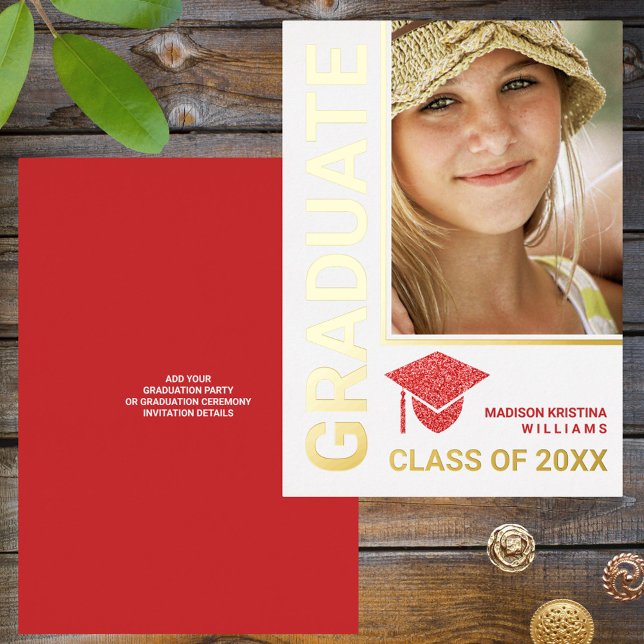 Grad Glam Red Cap Stylish Graduate Photo (Creator Uploaded)