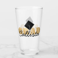 Grad Gold Black Graduation Cap Monogram Name