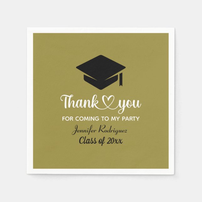 Grad Graduate Cap Thank You For Coming To My Party Napkin (Front)