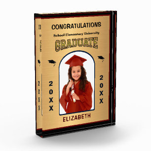 Grad Graduate Graduation Gold Custom Photo Block