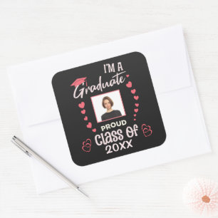 Grad Graduate Photo Graduation Class Personalise  Square Sticker