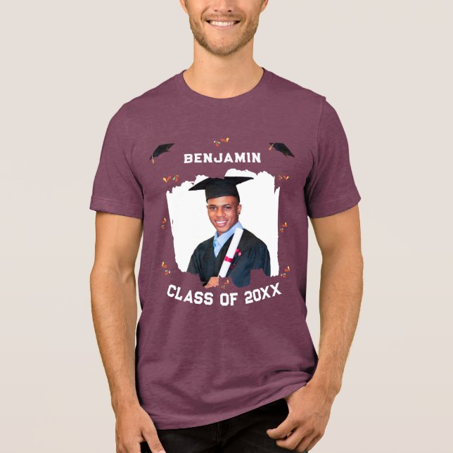 Grad Graduating Graduate Class of 2024 Caps  Tri-Blend Shirt (Front)