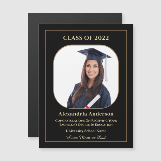 Grad Graduation Graduate Photo Custom Magnet (Front/Back)