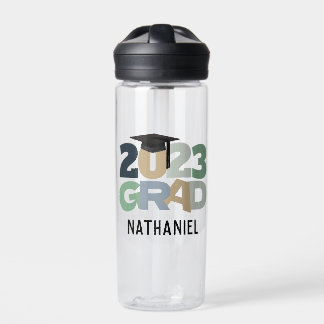 Grad Graduation Hat Personalised Name Year Water Bottle