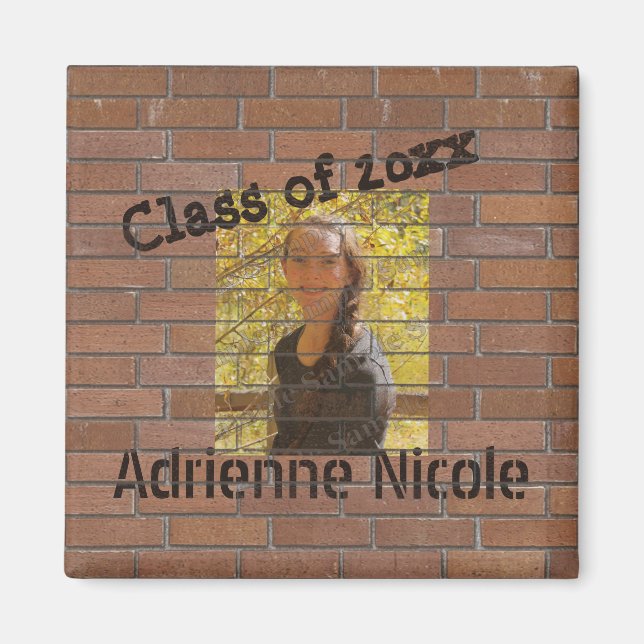 Grad Graffiti Photo on Bricks Customisable Magnet (Front)