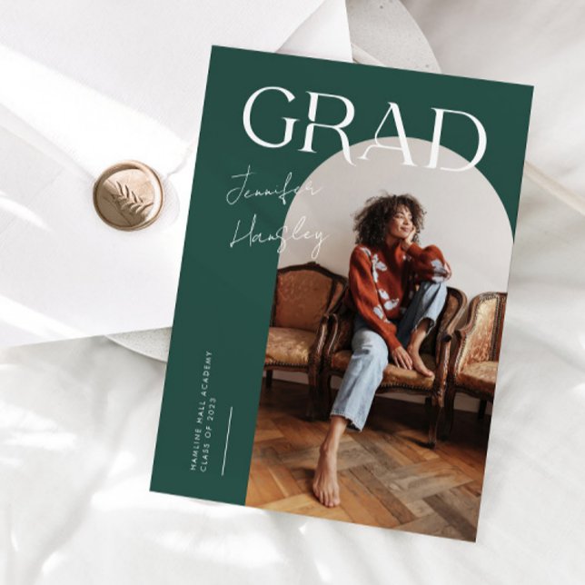 GRAD Green Arch Graduation Announcement (Creator Uploaded)