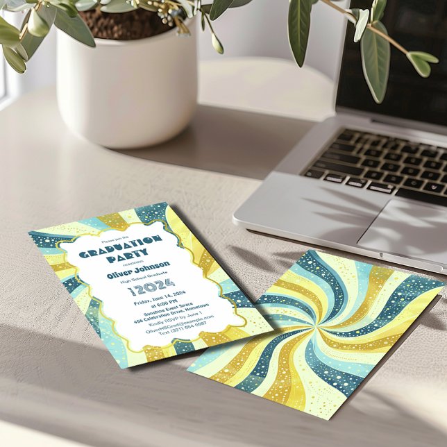 Grad Groovy Retro Graduation Invitation (Creator Uploaded)