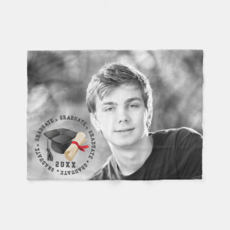 Grad Hat and Degree Photo Fleece Blanket