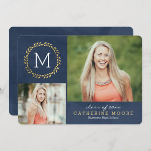 Grad Initial EDITABLE COLOR Graduation Card