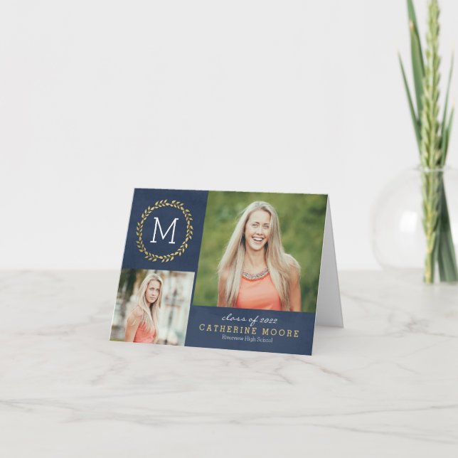 Grad Initial EDITABLE COLOR Graduation Thank You (Front)