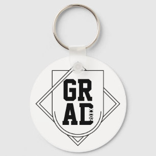 Grad Logo Badge Black White Custom Year Graduate  Key Ring