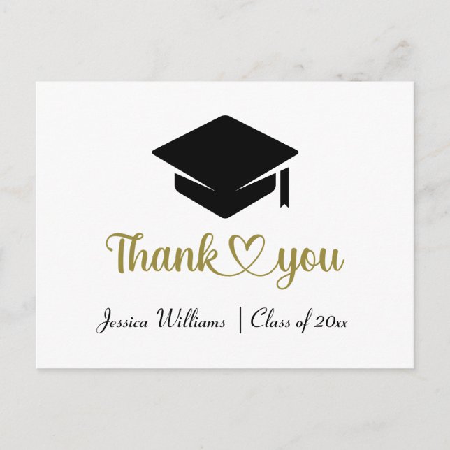 Grad Love And Thanks Graduation Thank You Heart Postcard (Front)