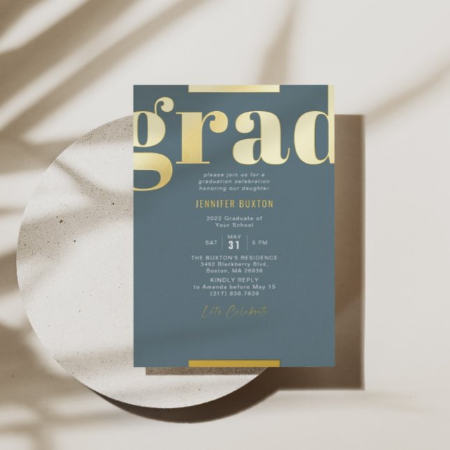 Grad Modern Bold Graduation Party Green & Gold (Creator Uploaded)