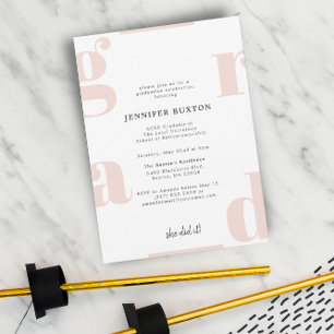 Grad Modern Chic Blush Pink Graduation Party Invitation
