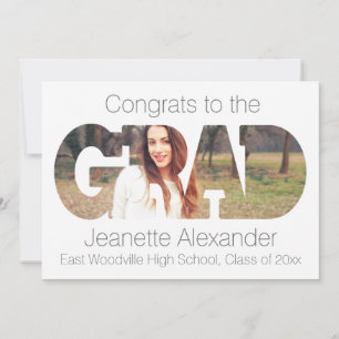 Grad Modern Cutout Photo Graduation Annoucnement Invitation