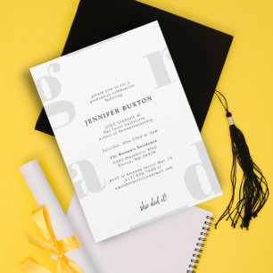 Grad Modern Silver Grey Graduation Party Invitation