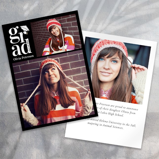 GRAD Multi Photo Collage Graduation Announcement (Creator Uploaded)