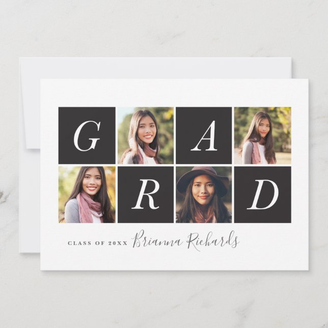 GRAD Multi-Photo Collage Grid | Graduation Party Invitation (Front)