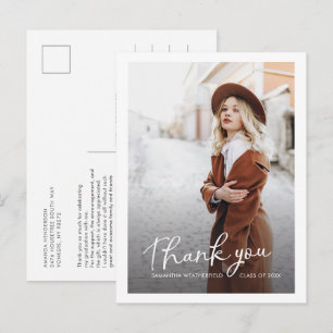 Grad Multi Photo Modern Graduation Thank You Postcard