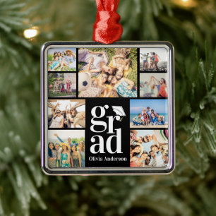 Grad Multiple Photo Collage Memories Metal Tree Decoration