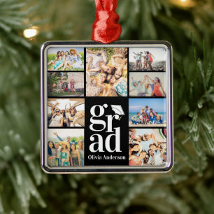 Grad Multiple Photo Collage Memories Metal Tree Decoration