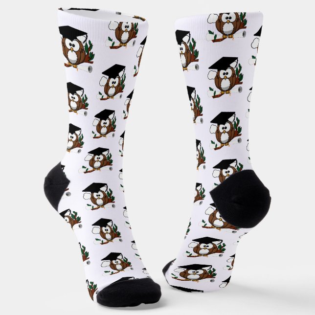 Grad Owl Diploma Graduation Socks (Angled)