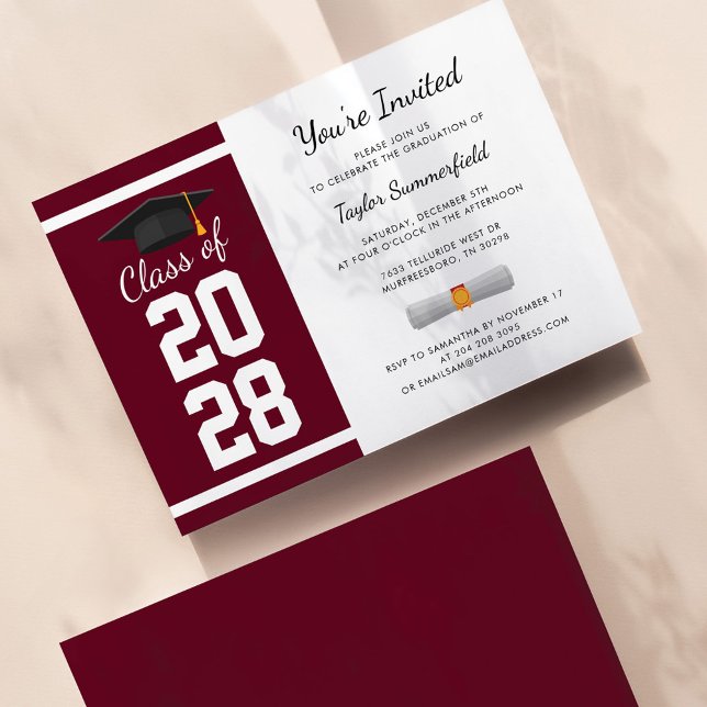 Grad Party 2025 Burgundy Senior Graduation Invitation (Creator Uploaded)