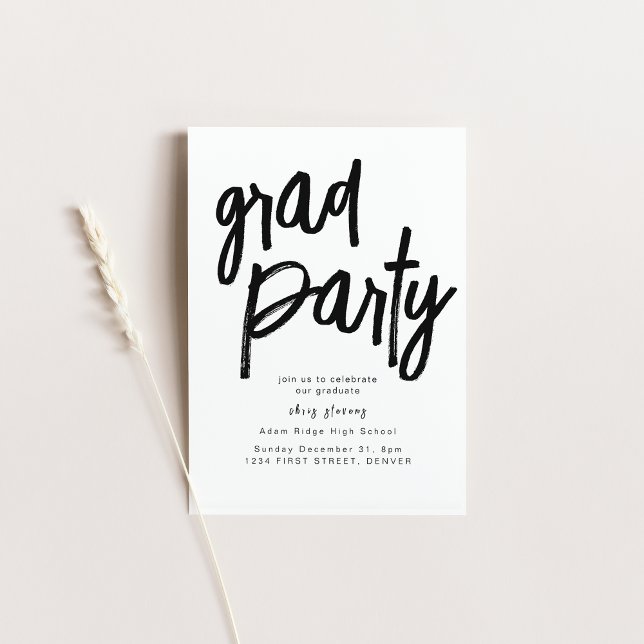 Grad Party Black and White Invitation (Creator Uploaded)