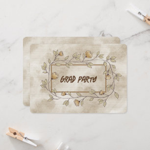 Grad Party Daughter Brown Floral Invitation