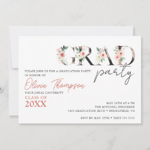 GRAD PARTY Floral Graduation Party Invitation