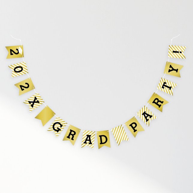 Grad Party Gold Stripes and Dots Bunting (Creator Uploaded)