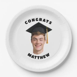 Grad Party Graduation Photo Simple Paper Plate