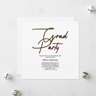 Grad Party Invitation | Hathama Script Black White
