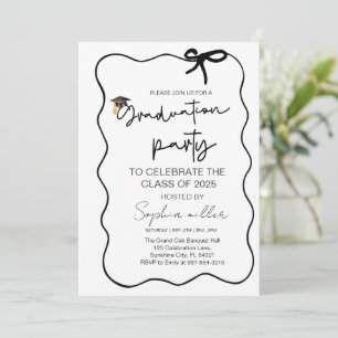 Grad Party Invite Class of 2025,Whimsical Bow