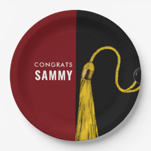 Grad Party Maroon Paper Plates