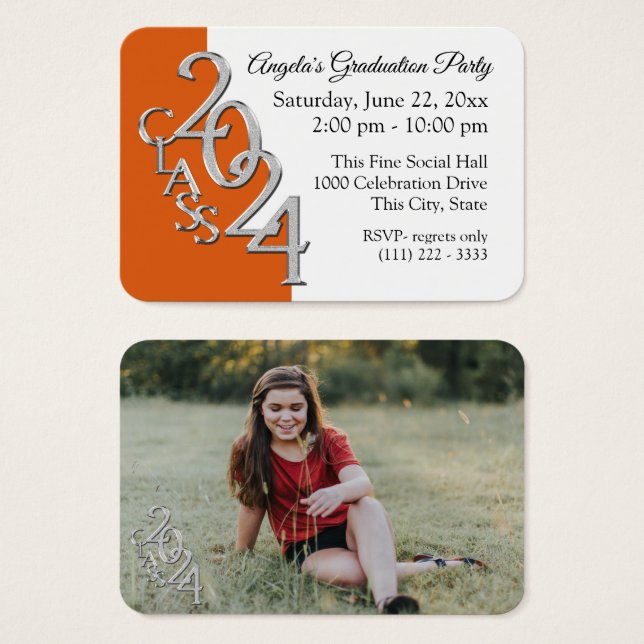 Grad Party Mini Pocket Photo Insert Card 2024 (Front & Back)