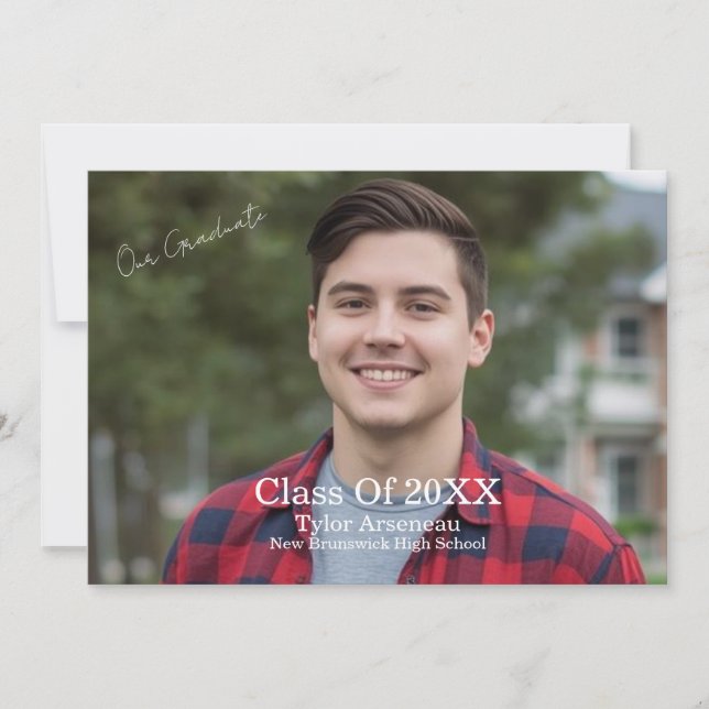  Grad Party Photo Calligraphy Personalize Thank You Card (Front)