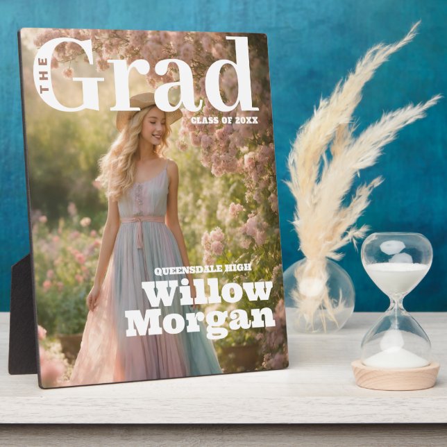 Grad Party Photo Magazine Cover Invitation Plaque (Side)